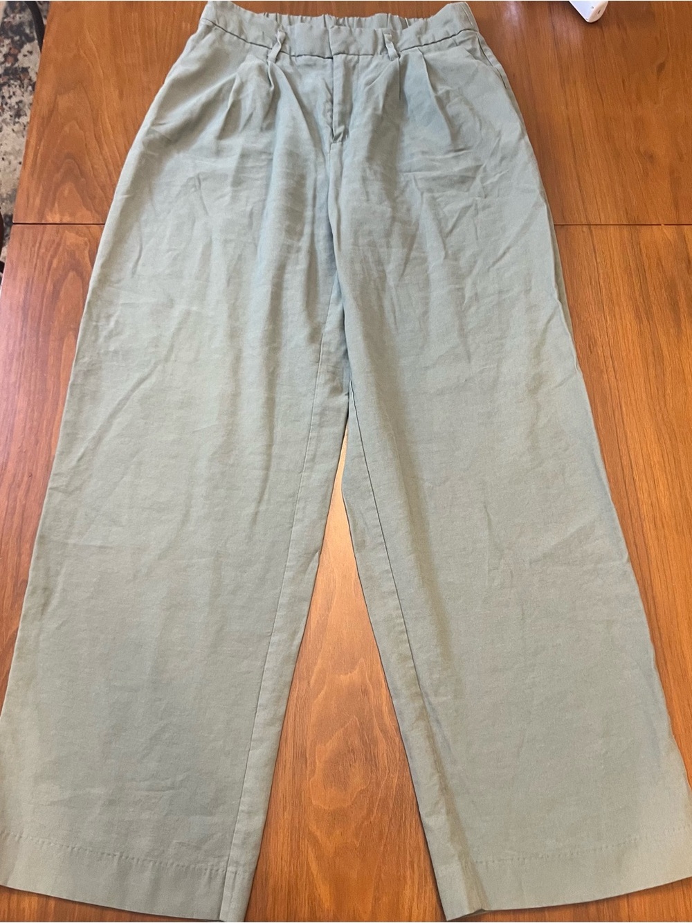 A New Day Sage Olive Green Wide Leg Pleated Pants - Size 8